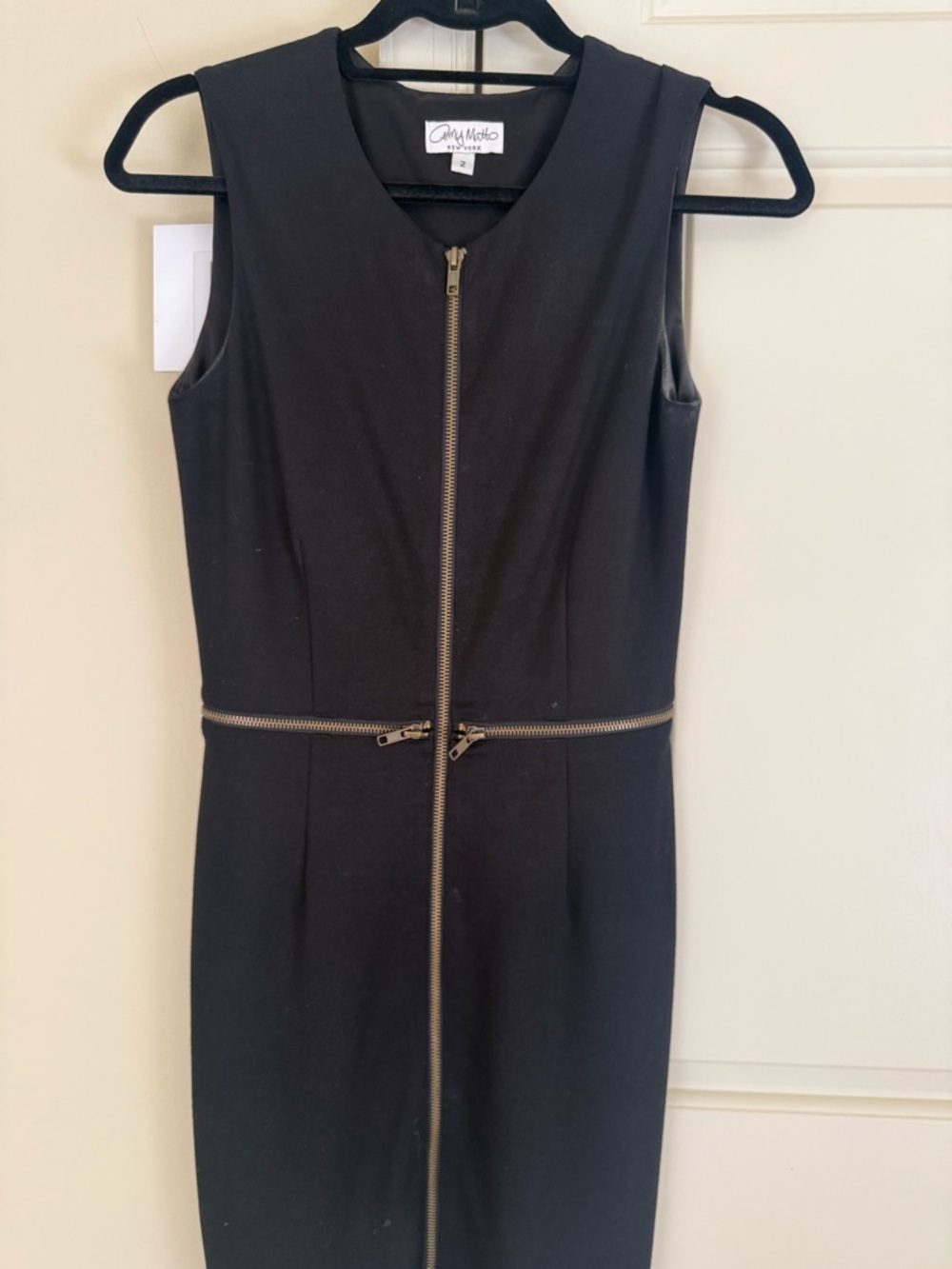 Cynthia Steffe Black Sleeveless Zip-Front Midi Dress